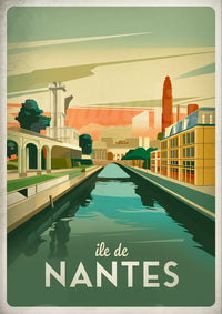 Affiche Canal turquoise architecture Art déco Nantes