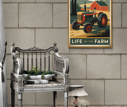 Affiche ferme et tracteur rétro 1