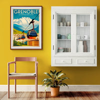Affiche Grenoble téléphérique Alpes rétro