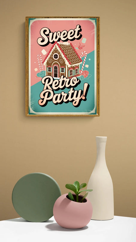 Affiche ambiance sucrée fête rétro
