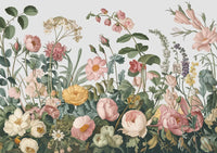 Illustration botanique lumineuse – Fleurs pastel et feuillages