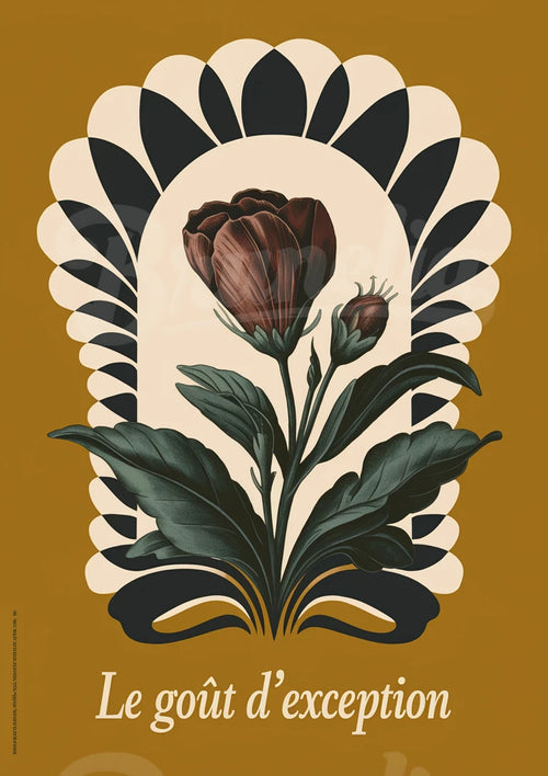 Affiche Élégante Fleur Rouge - Style Art Déco Vintage