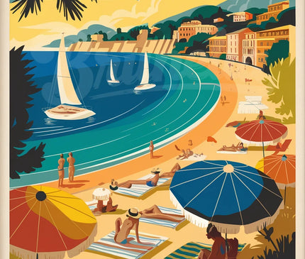 Affiche vintage ambiance estivale Côte d’Azur