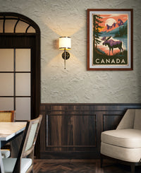Affiche Orignal lac et montagnes Canada