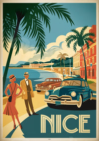 Affiche rétro – Élégance méditerranéenne à Nice