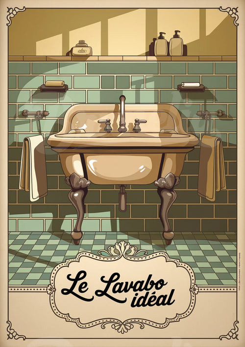 Affiche Le Lavabo Idéal salle de bain Art Déco