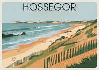 Affiche Hossegor côte landaise vintage rétro