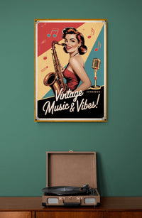 Affiche rétro femme saxophoniste années 1940