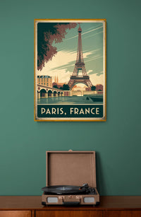 Affiche Tour Eiffel et Seine style Art déco