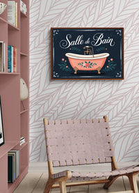 Affiche Baignoire Rétro Floral Salle de bain