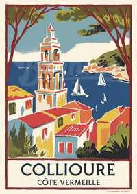 Affiche artistique - Clocher et baie de Collioure
