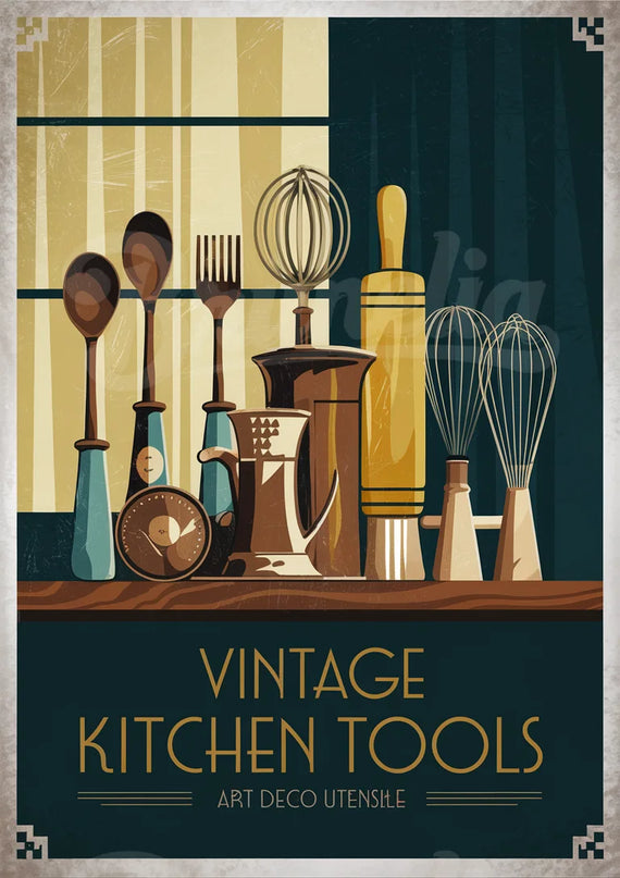 affiche cuisine ustensiles anciens vintage