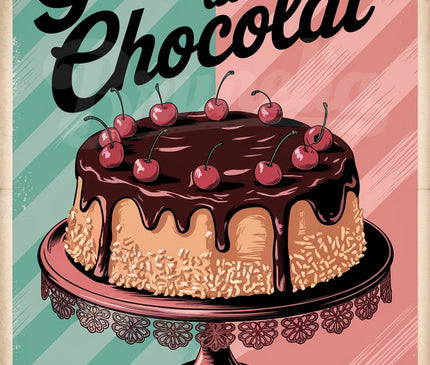 Affiche gâteau au chocolat rétro