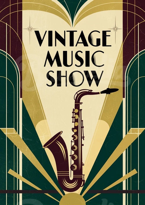 Affiche Art Déco Saxophone – Ambiance Musicale Chic