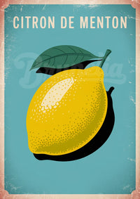 Affiche Menton style rétro années 50 Citron