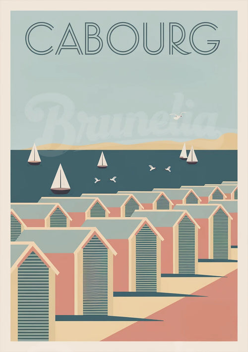 Affiche Cabines Pastel et Voiliers | Ambiance Calme