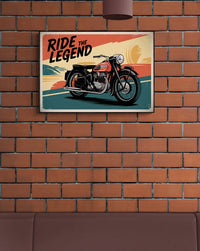 Affiche motocyclette rétro Ride The Legend