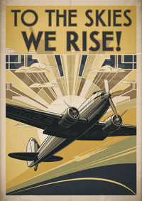 Illustration Art Déco Avion - Lever de Soleil Dynamique