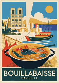 Affiche Bouillabaisse Marseille recette provençale