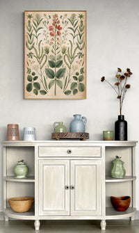 Affiche botanique vintage, fleurs et feuillages