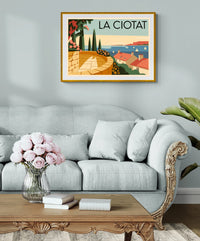 Affiche La Ciotat terrasse méditerranéenne style Art Déco