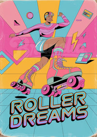 Affiche Roller Dreams style rétro années 80