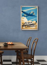 Affiche bimoteur bleu Vers tous les horizons cumulus