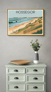 Affiche Hossegor côte landaise vintage rétro