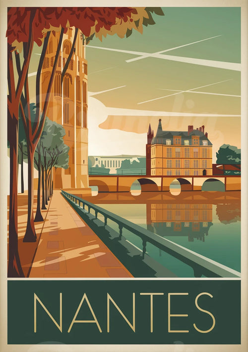 Affiche bords de l’Erdre – Promenade à Nantes en automne