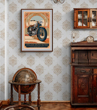 Affiche Atelier Moto Retro années 1940 style Art Déco