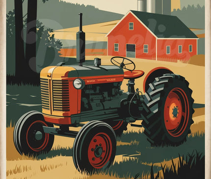 Affiche ferme et tracteur rétro 1