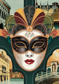 Illustration d'un masque vénitien raffiné – Ambiance carnavalesque