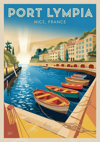 Poster Port Lympia et Bateaux Colorés