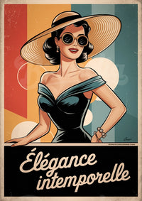 Affiche élégance intemporelle femme chic années 1940
