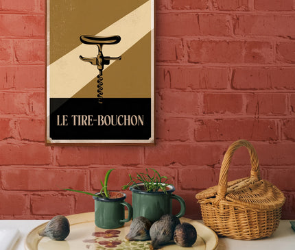 Affiche vintage tire-bouchon ancien