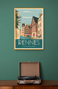 Affiche Rennes Place Sainte-Anne style Art Déco