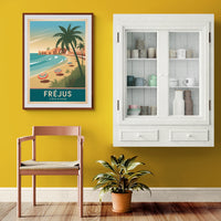 Affiche Fréjus Côte d'Azur rétro bord de mer