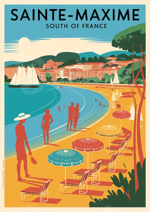 Affiche Plage de la Croisette Sainte-Maxime