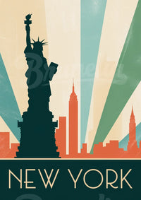 Affiche Statue de Liberté Manhattan art déco