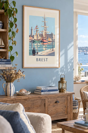 Affiche vieux gréements aux fêtes maritimes de Brest : encadrée au mur