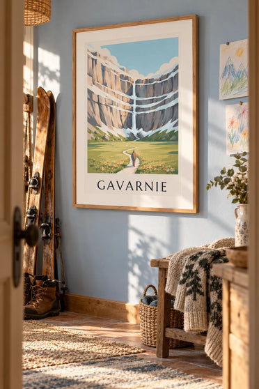 Affiche cirque de Gavarnie et sa grande cascade : encadrée au mur