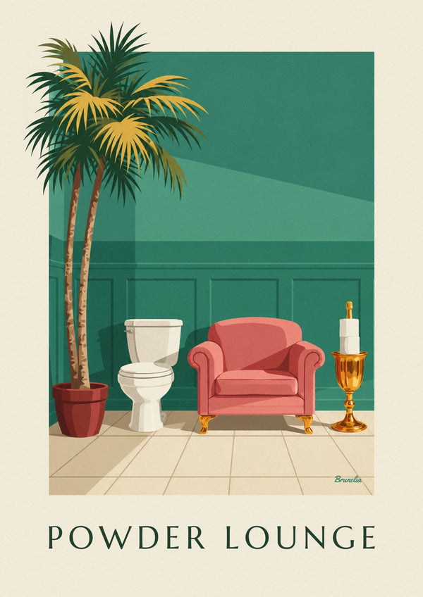 Affiche humoristique toilettes façon lounge et papier toilette