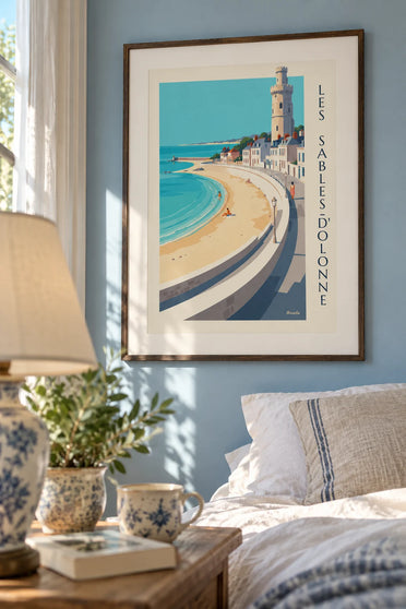 Affiche remblai et grande plage des Sables-d'Olonne : encadrée au mur