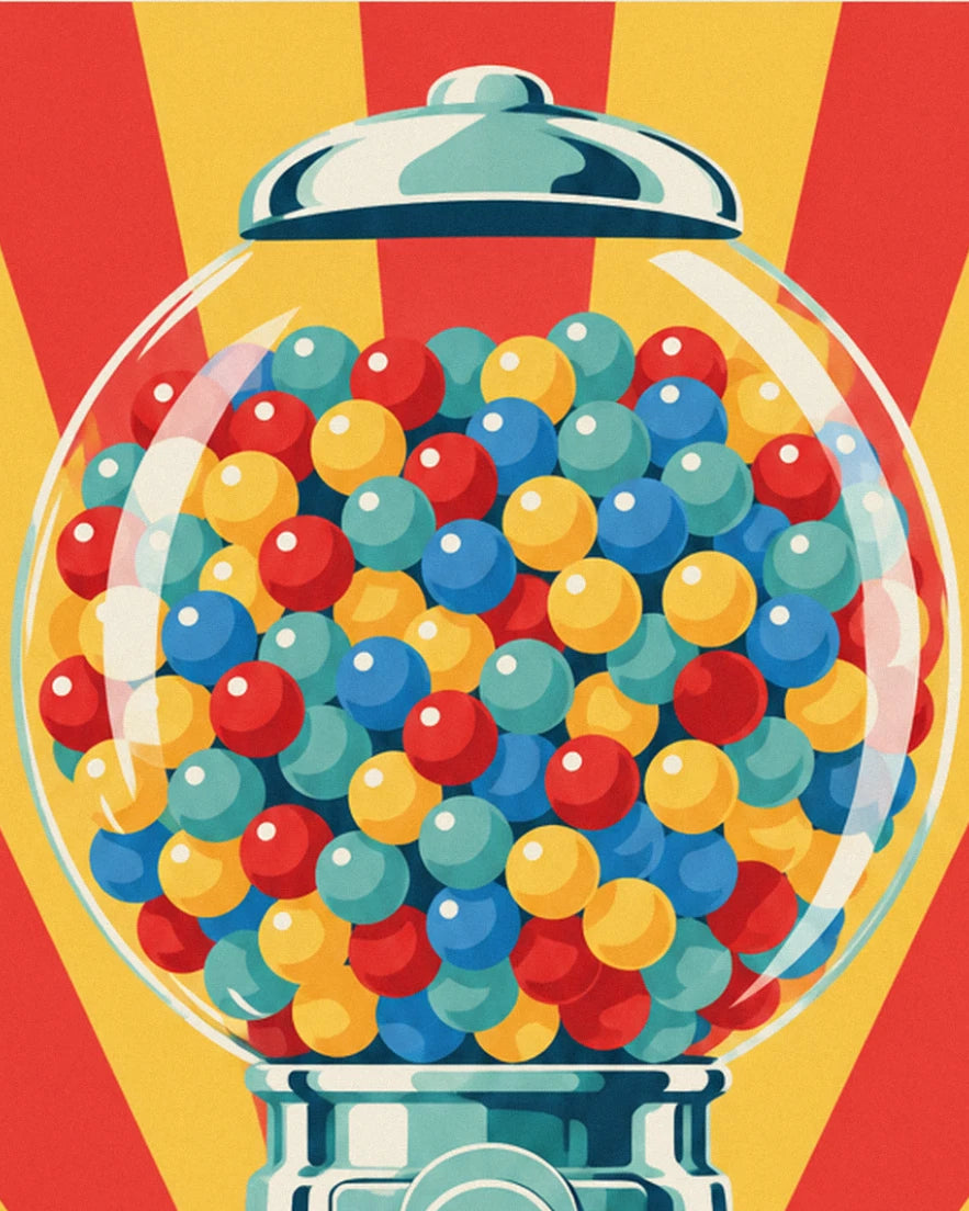 Le globe de verre rempli de boules rouges, jaunes, bleues et vertes