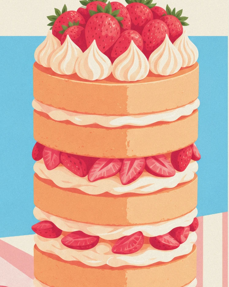 Le gâteau à 4 étages, ses fraises fraîches et ses chantilly en rosaces