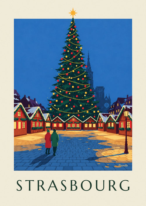 Affiche marché de Noël de Strasbourg place Kléber : l'affiche entière