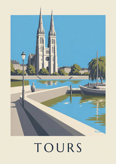 Affiche cathédrale de Tours et bords de Loire