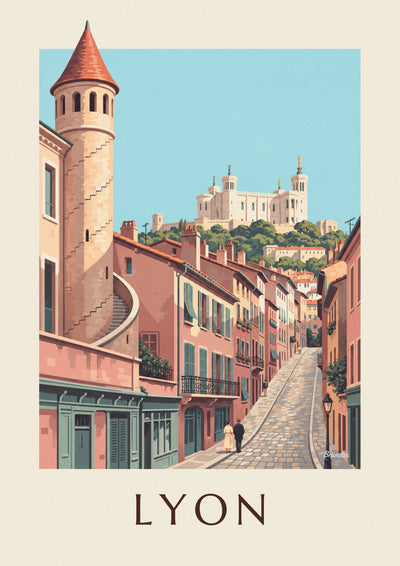 Affiche façades Renaissance du Vieux Lyon et Fourvière : l'affiche entière