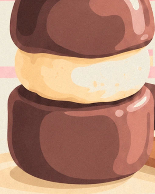 Les formes arrondies de la religieuse, entre chocolat brun et pâte dorée