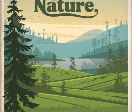 Affiche vintage paysage sauvage